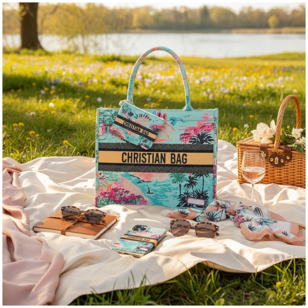 Tropical Print Chic Shopper Tote Bag