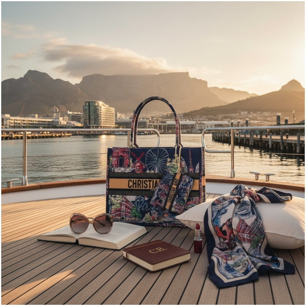 Paris Print Chic Shopper Tote Bag with Matching Pouch