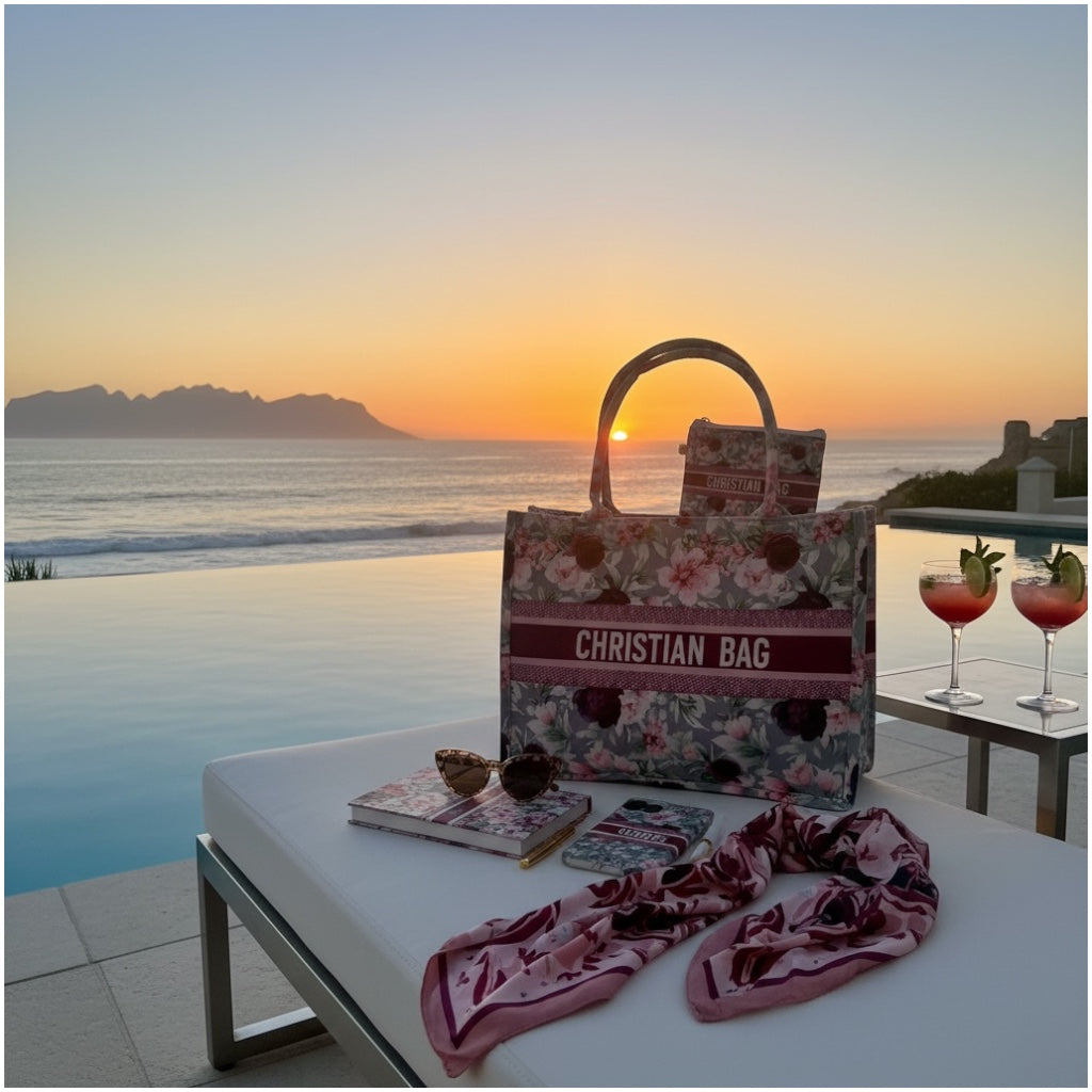 Chic Floral Canvas Shopper Tote Bag with Matching Pouch – Everyday Carry