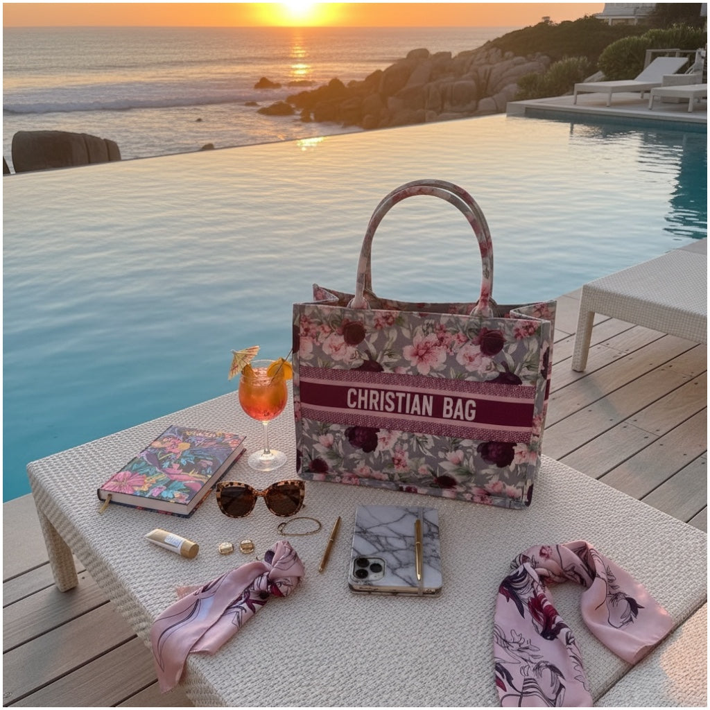 Chic Floral Canvas Shopper Tote Bag with Matching Pouch – Everyday Carry