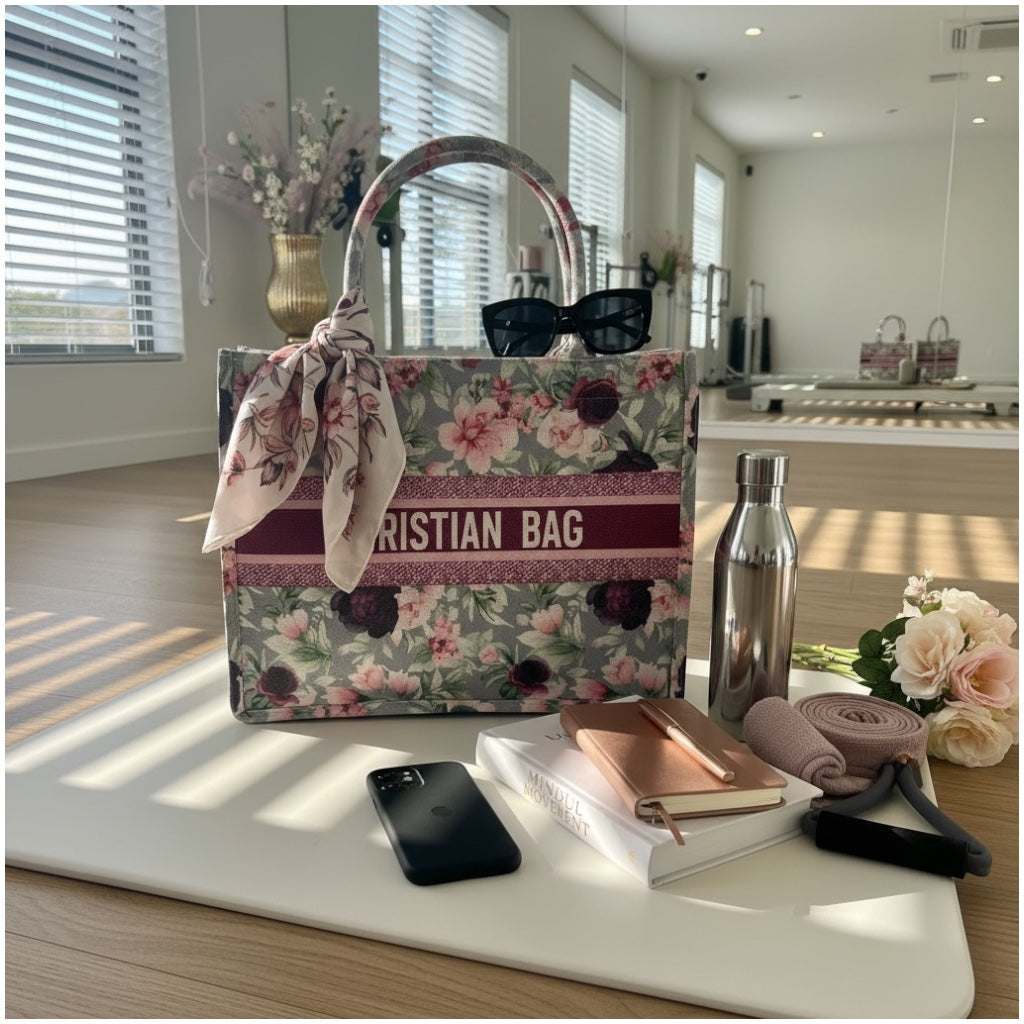 Chic Floral Canvas Shopper Tote Bag with Matching Pouch – Everyday Carry