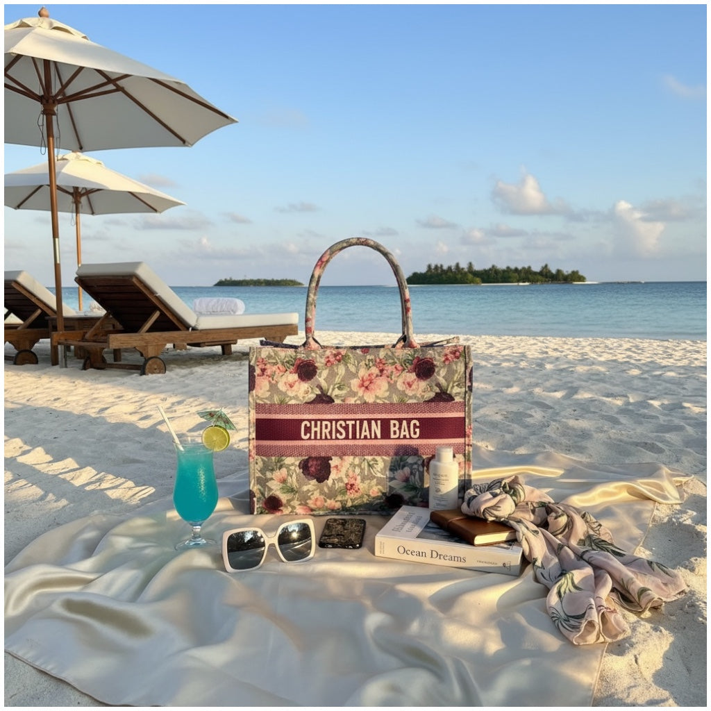 Chic Floral Canvas Shopper Tote Bag with Matching Pouch – Everyday Carry