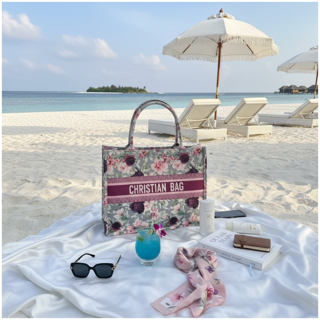 Chic Floral Canvas Shopper Tote Bag with Matching Pouch – Everyday Carry