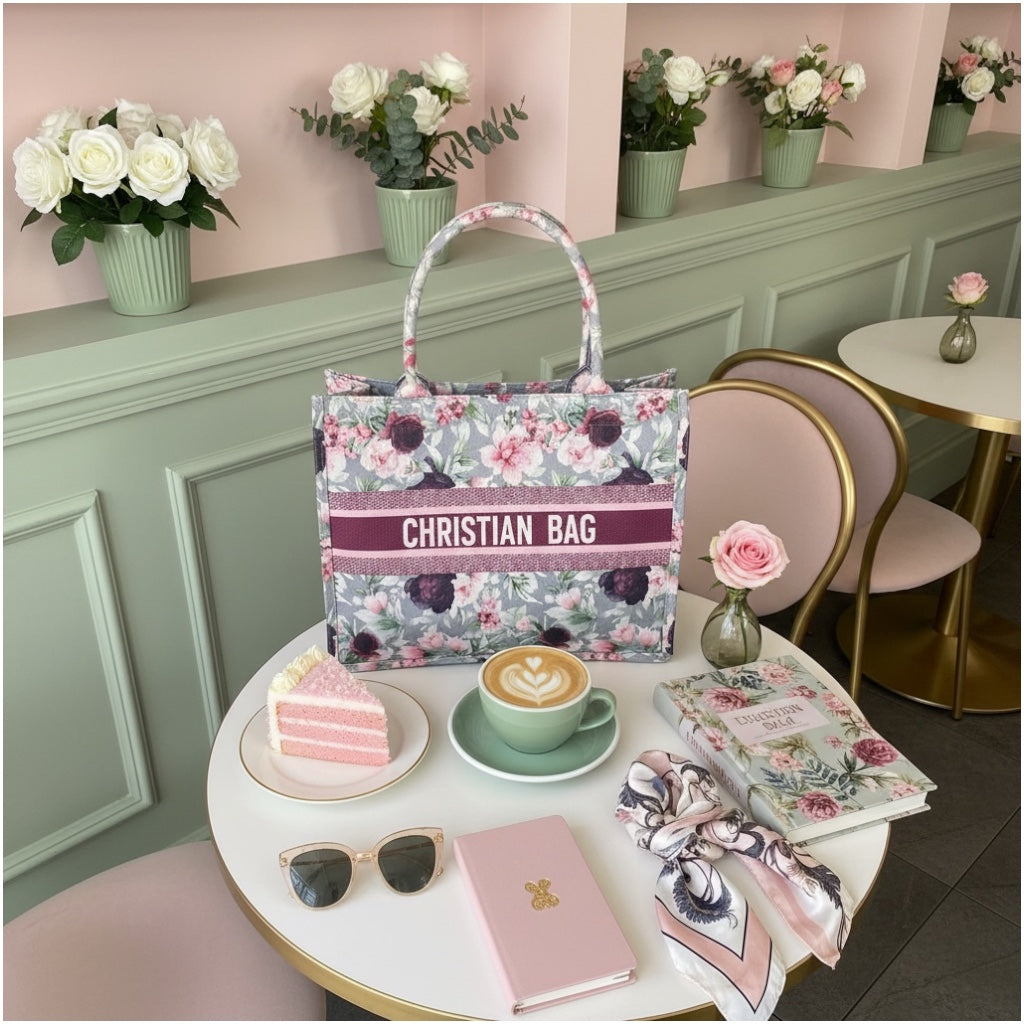 Chic Floral Canvas Shopper Tote Bag with Matching Pouch – Everyday Carry