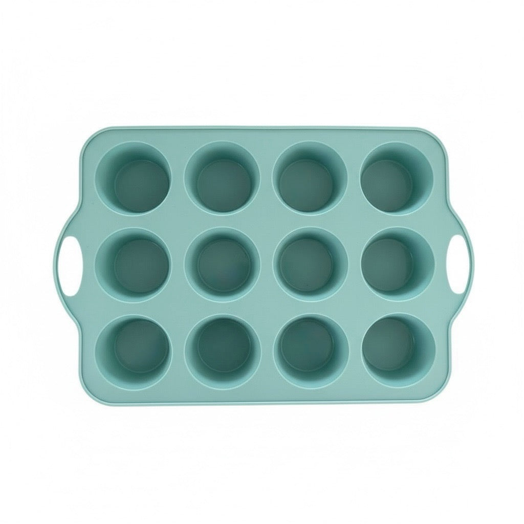 Professional Baking Mould- 12-Cup Silicone Muffin & Cupcake Baking Tray – BPA-