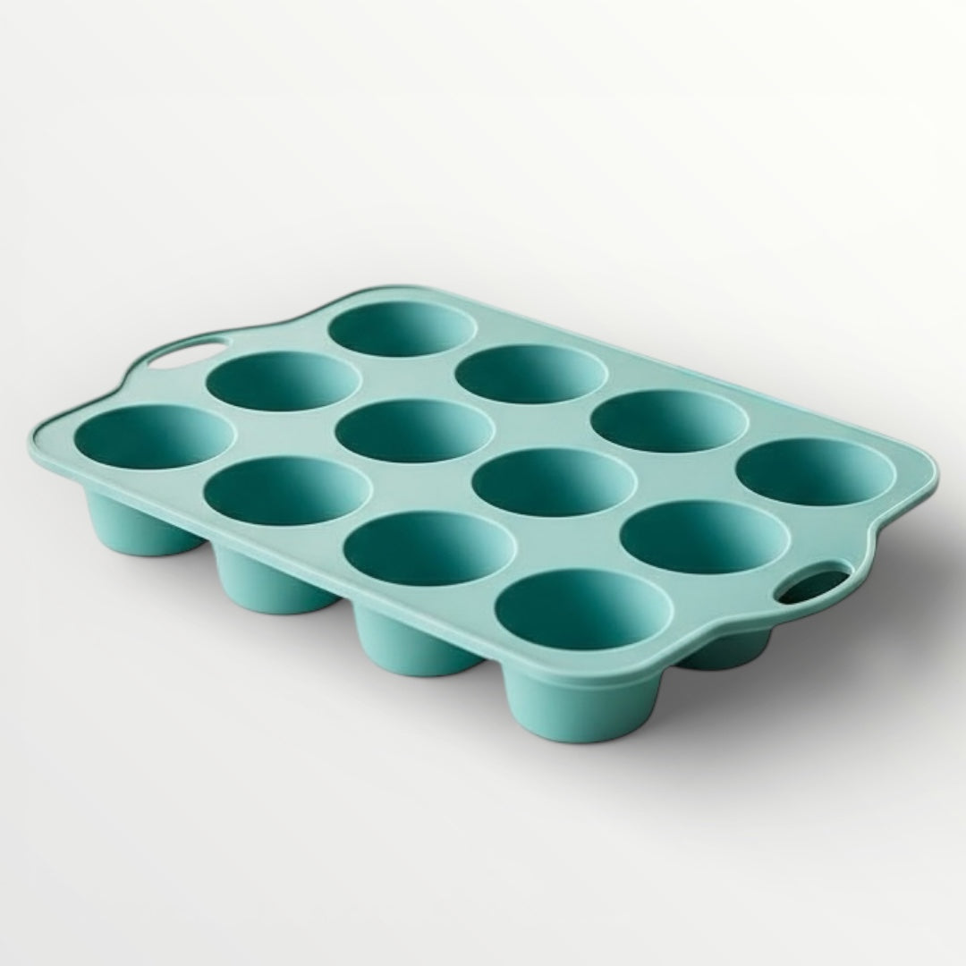 Professional Baking Mould- 12-Cup Silicone Muffin & Cupcake Baking Tray – BPA-