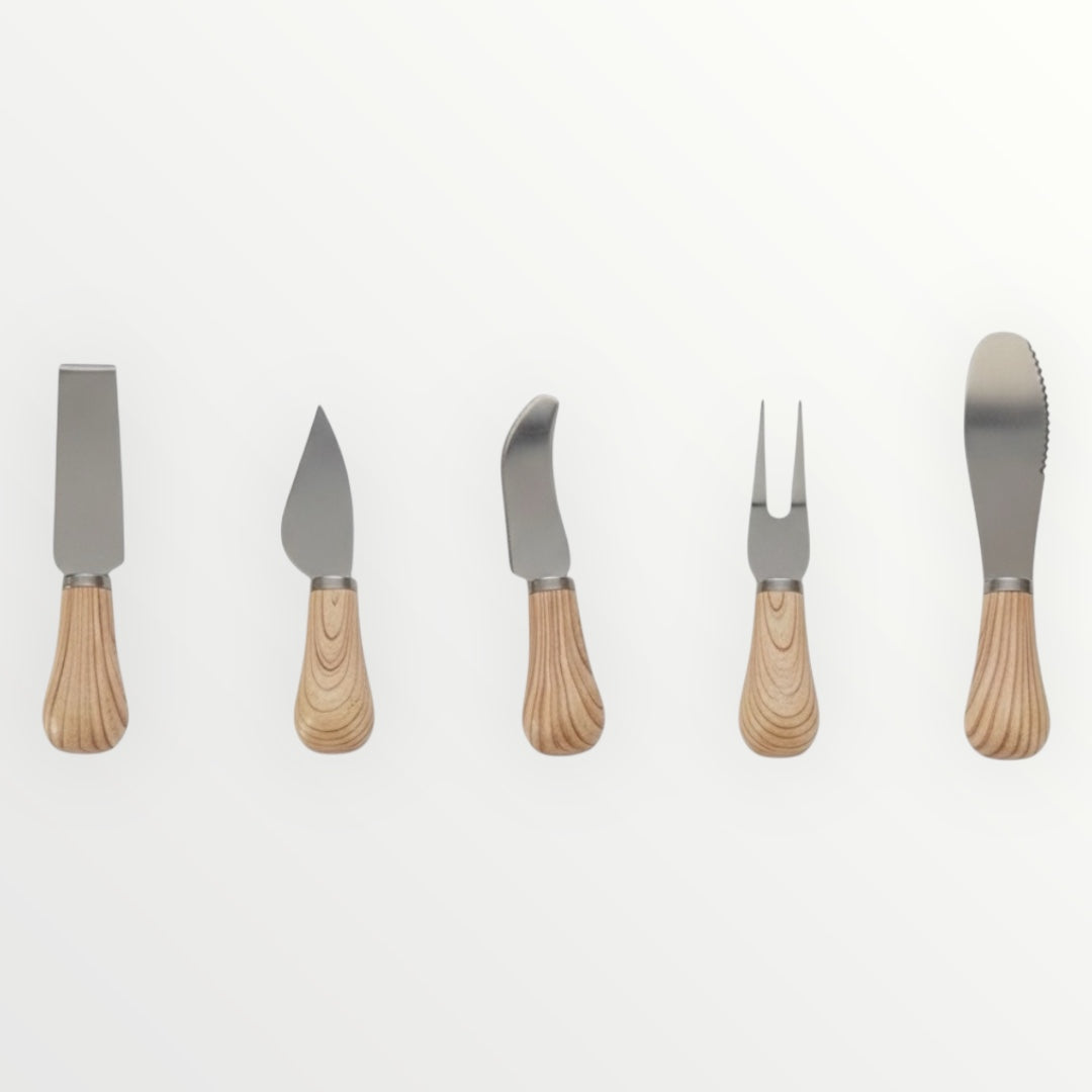 Mini Cheese Knife Set with Wooden Handles – 5-Piece Charcuterie Tools