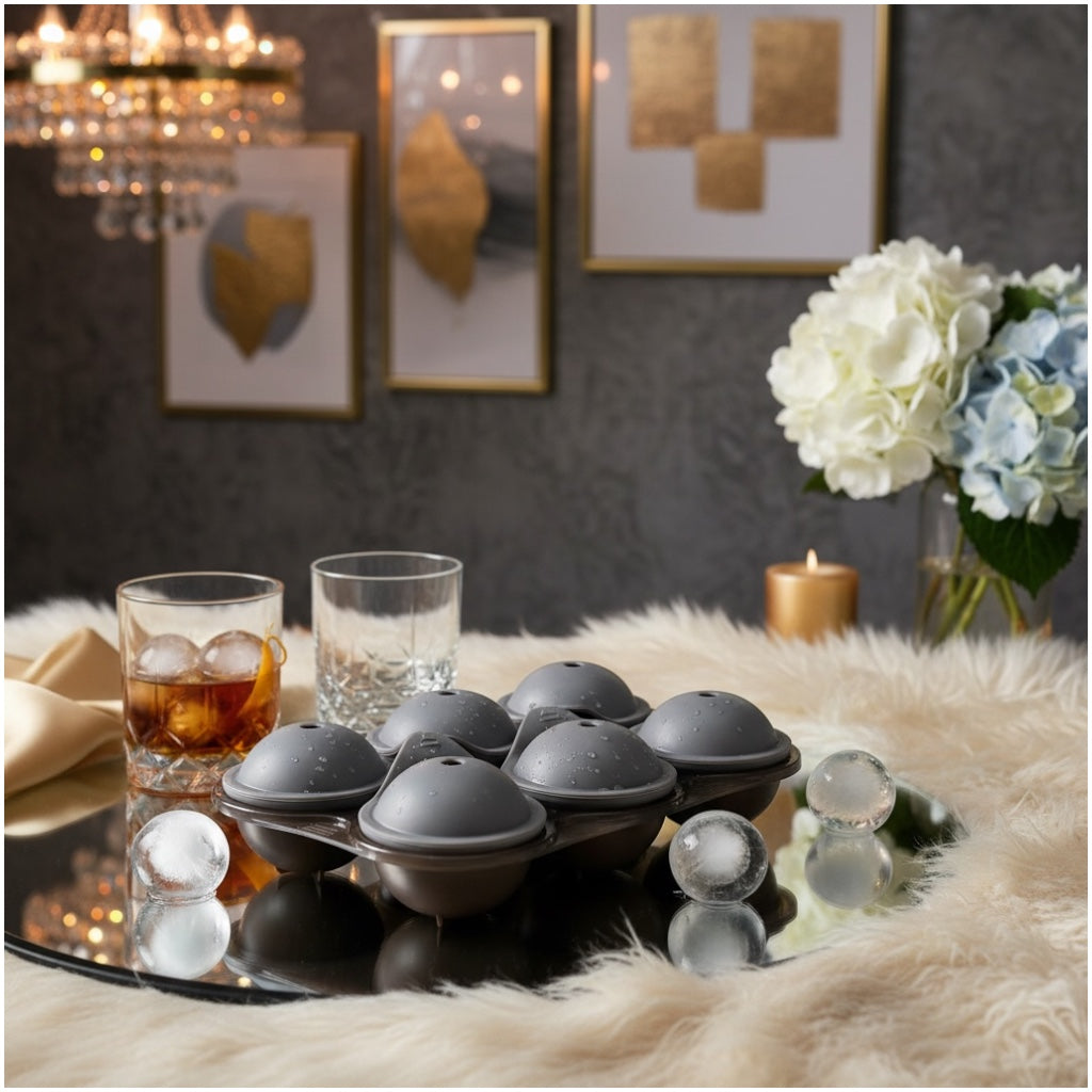 6-Cavity Hockey Ball Ice Cube Tray – Silicone Ice Mould