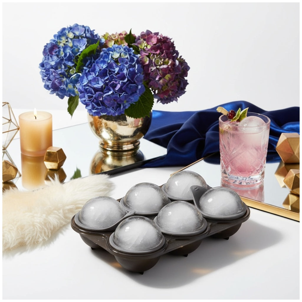 6-Cavity Hockey Ball Ice Cube Tray – Silicone Ice Mould