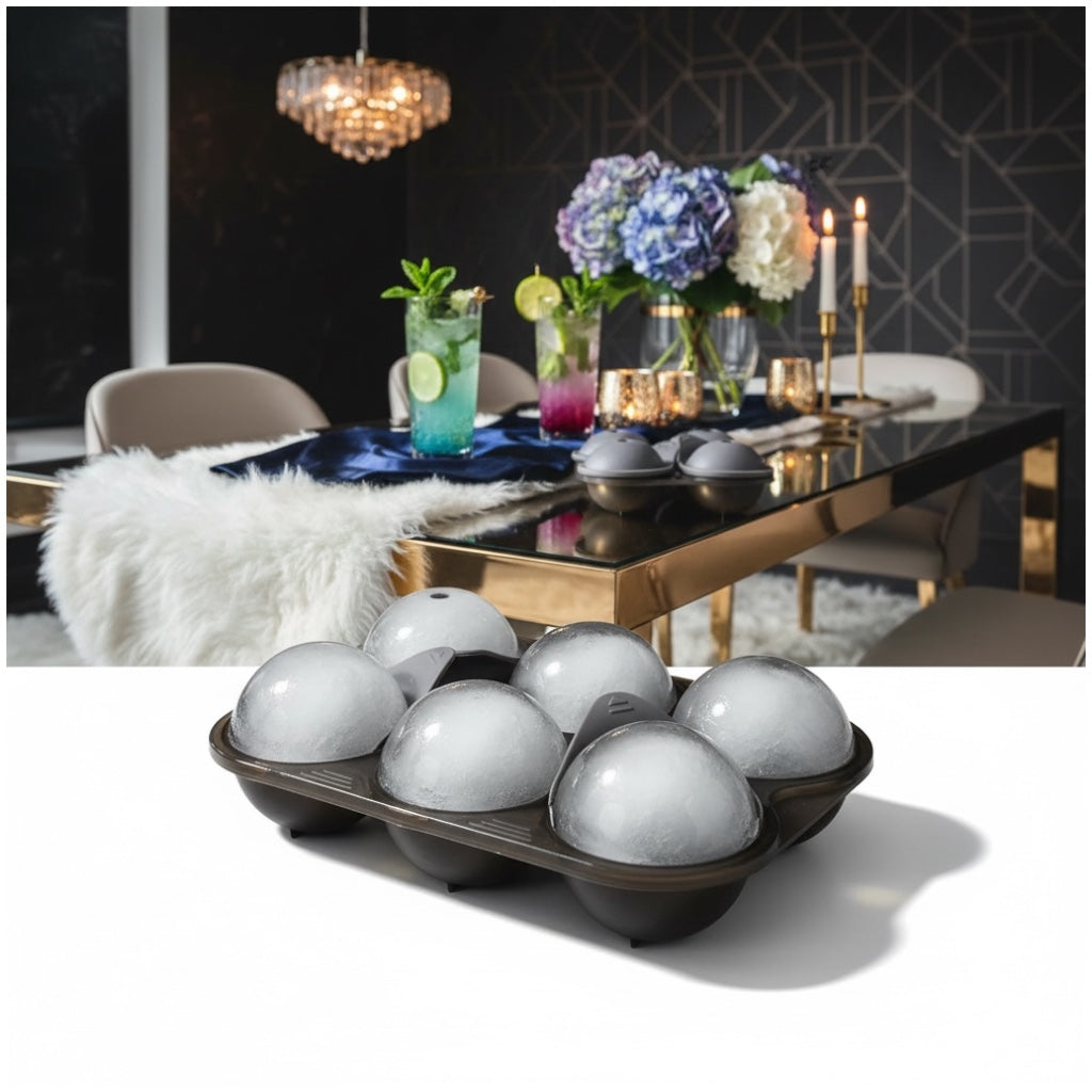 6-Cavity Hockey Ball Ice Cube Tray – Silicone Ice Mould