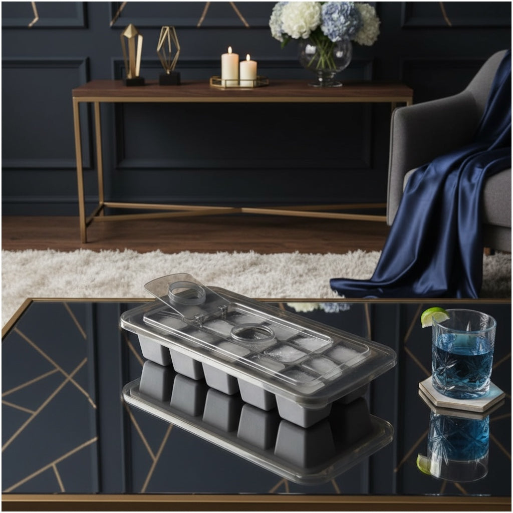 5 Cavity Silicone Ice Cube Tray With Lid And Center Fill Hole