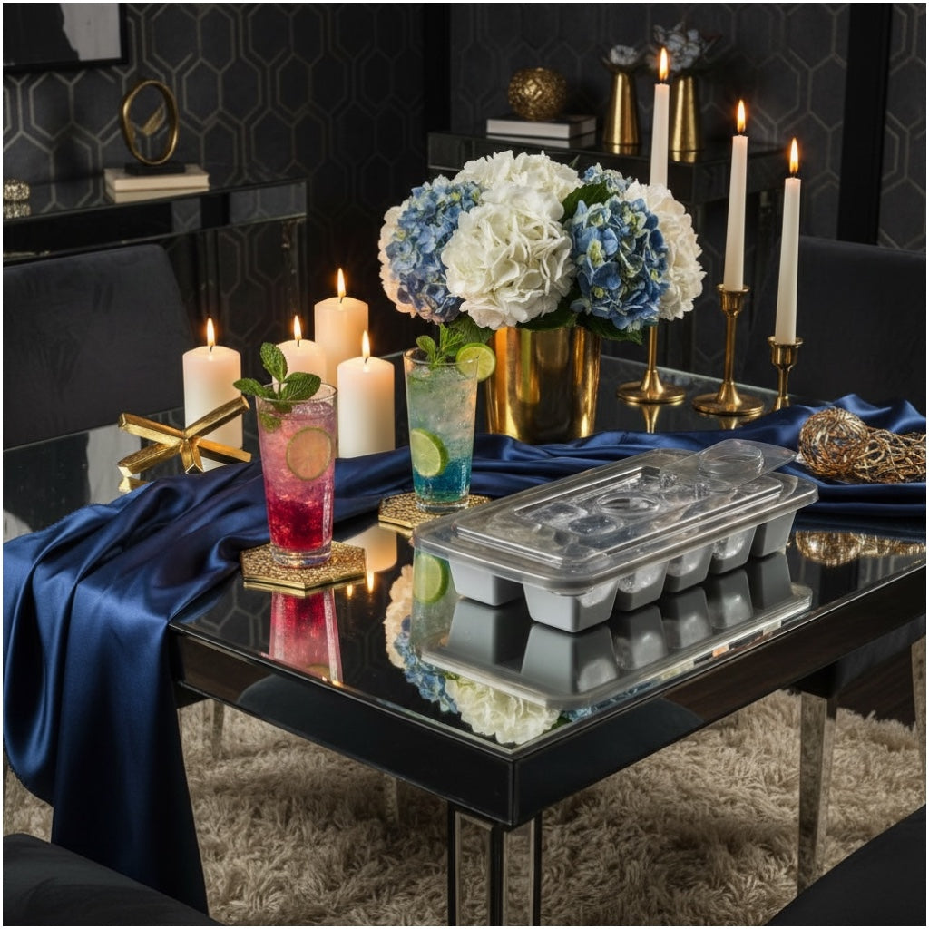 5 Cavity Silicone Ice Cube Tray With Lid And Center Fill Hole