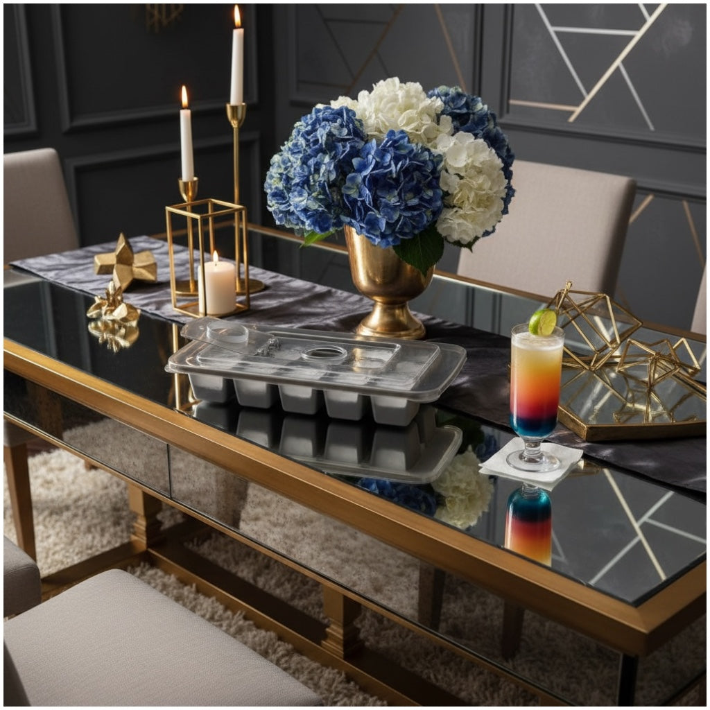 5 Cavity Silicone Ice Cube Tray With Lid And Center Fill Hole