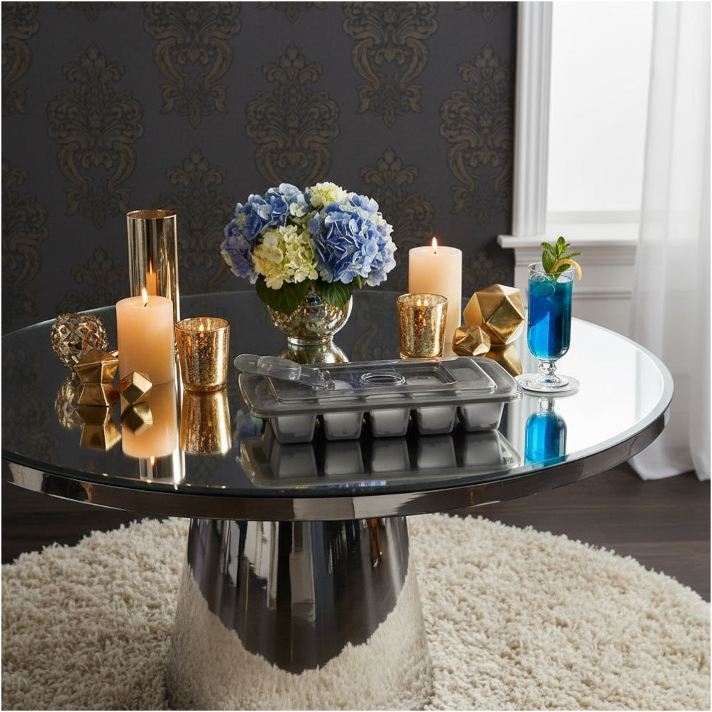 5 Cavity Silicone Ice Cube Tray With Lid And Center Fill Hole