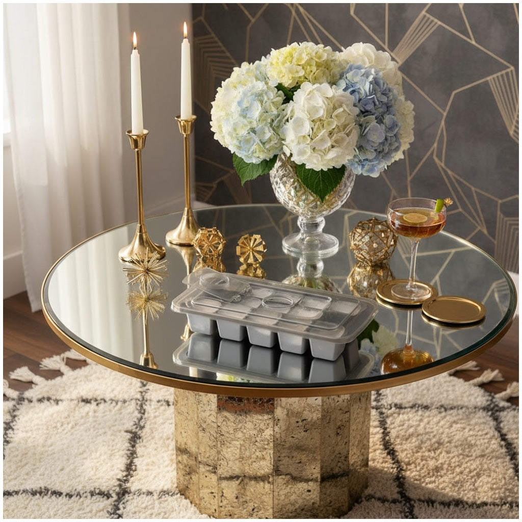 5 Cavity Silicone Ice Cube Tray With Lid And Center Fill Hole