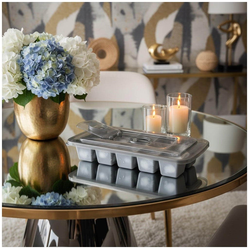 5 Cavity Silicone Ice Cube Tray With Lid And Center Fill Hole