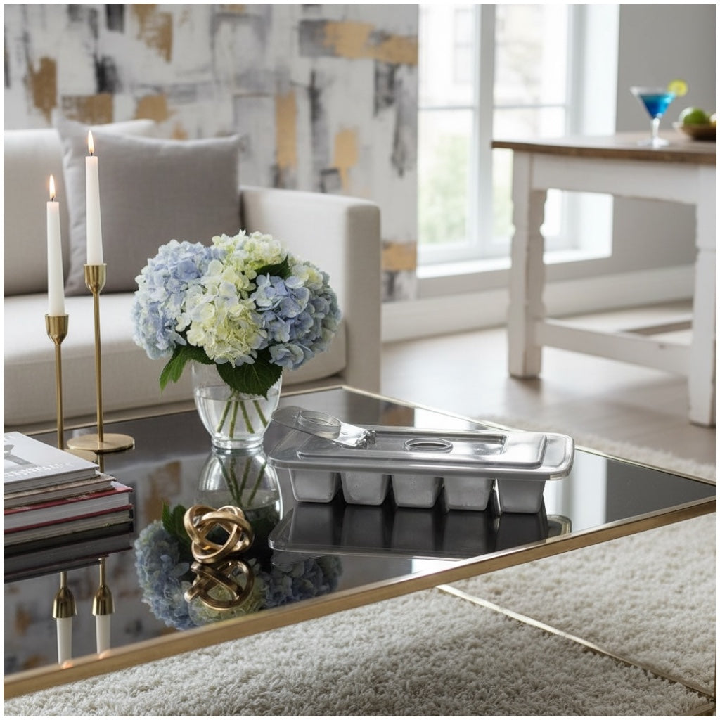 5 Cavity Silicone Ice Cube Tray With Lid And Center Fill Hole