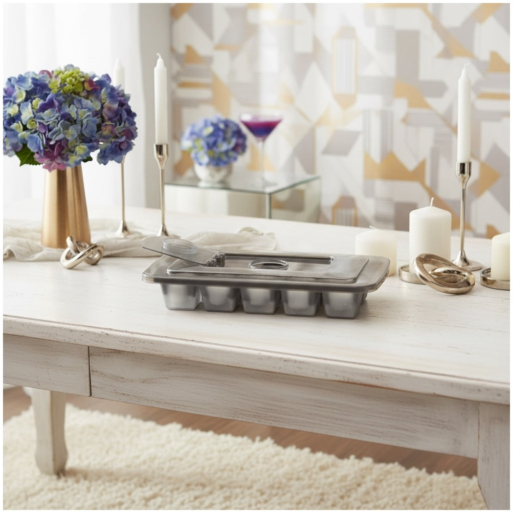 5 Cavity Silicone Ice Cube Tray With Lid And Center Fill Hole