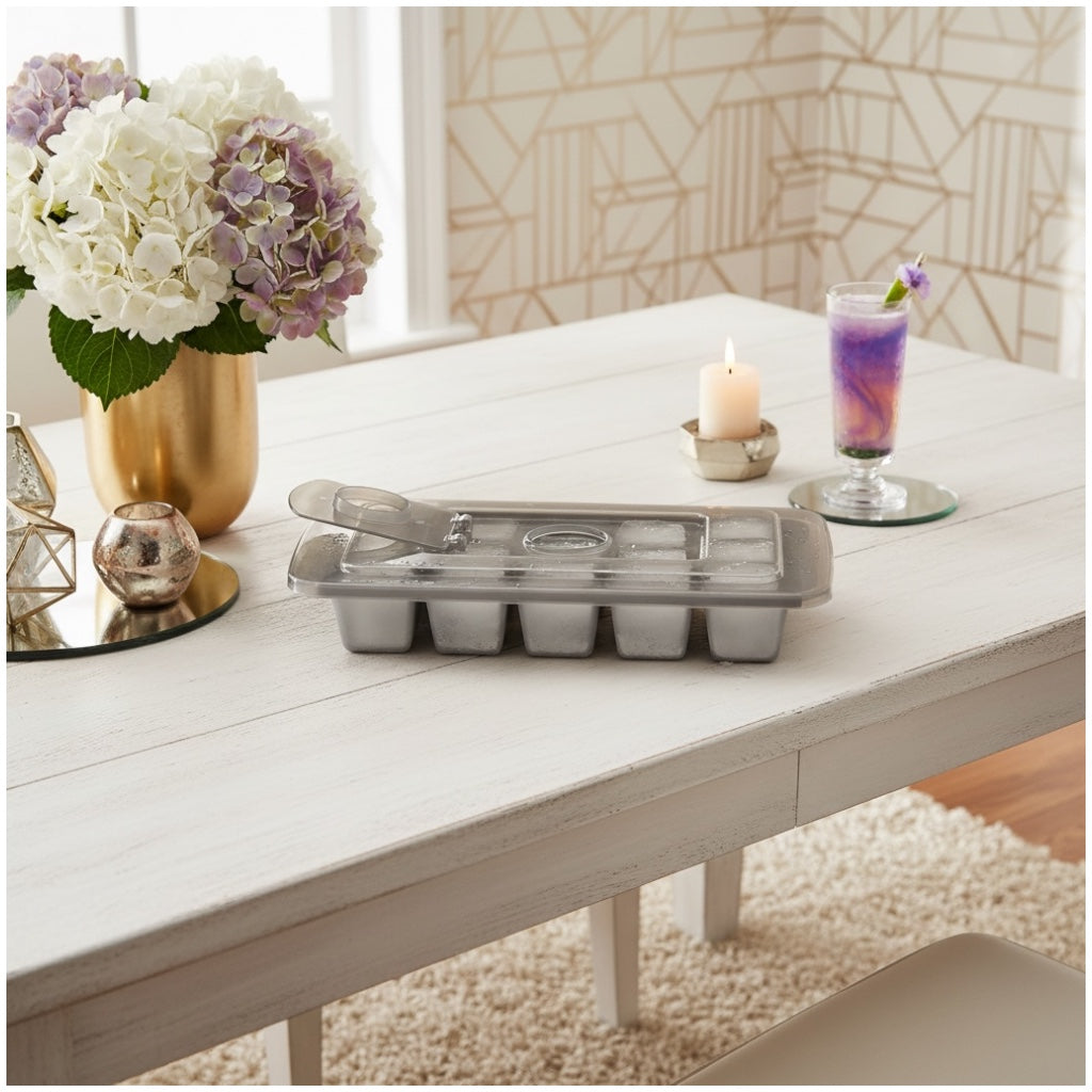 5 Cavity Silicone Ice Cube Tray With Lid And Center Fill Hole