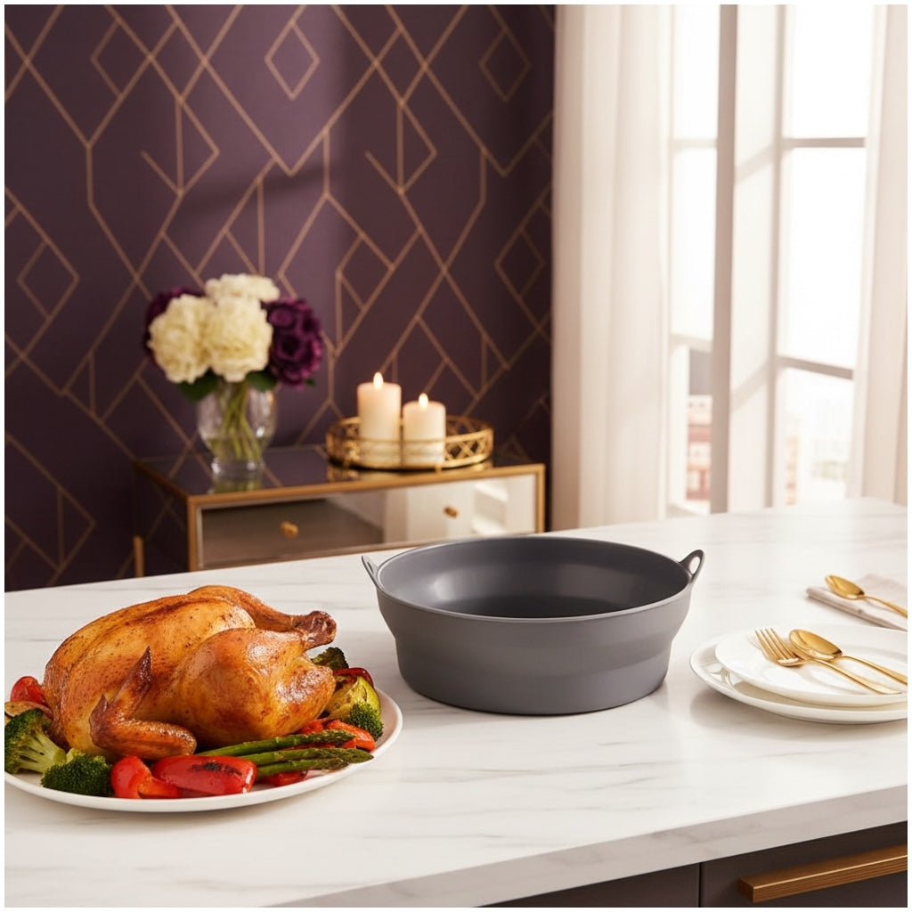 Round Silicone Air Fryer Liner 20cm Reusable Non Stick Cooking Basket