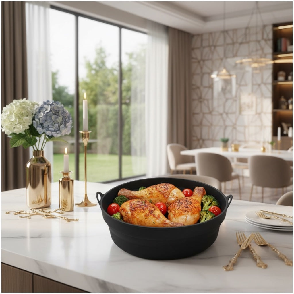 Round Silicone Air Fryer Basket 20cm Heat Resistant Reusable Cooking Ware
