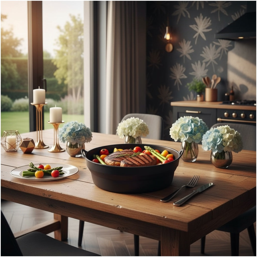 Round Silicone Air Fryer Basket 20cm Heat Resistant Reusable Cooking Ware