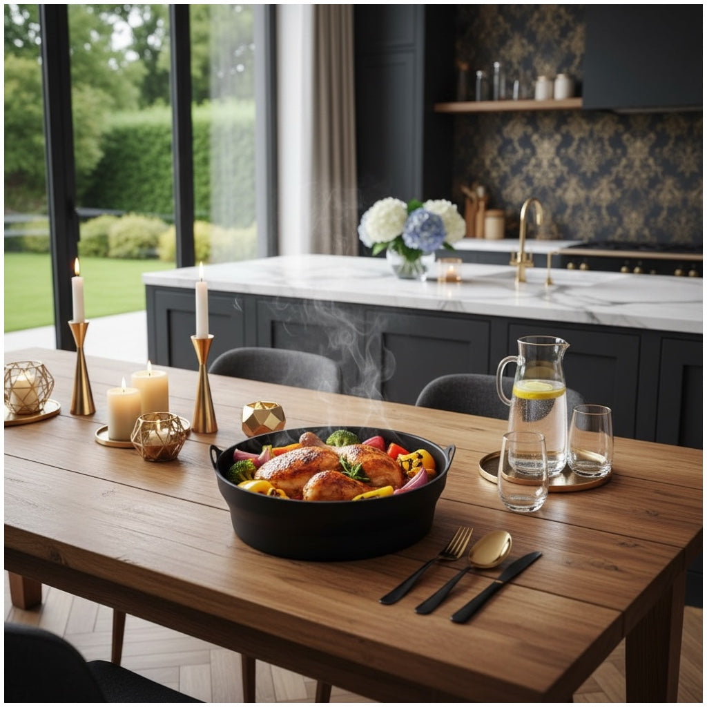 Round Silicone Air Fryer Basket 20cm Heat Resistant Reusable Cooking Ware