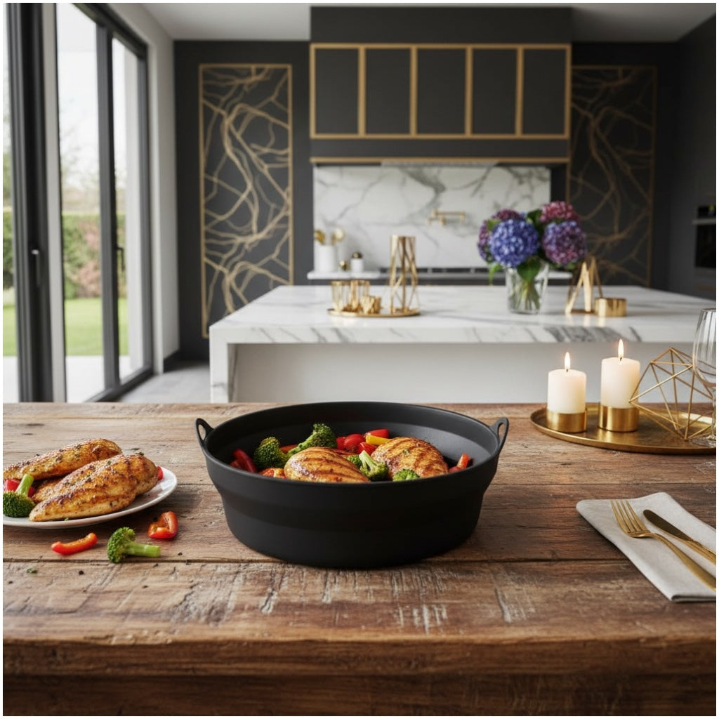 Round Silicone Air Fryer Basket 20cm Heat Resistant Reusable Cooking Ware