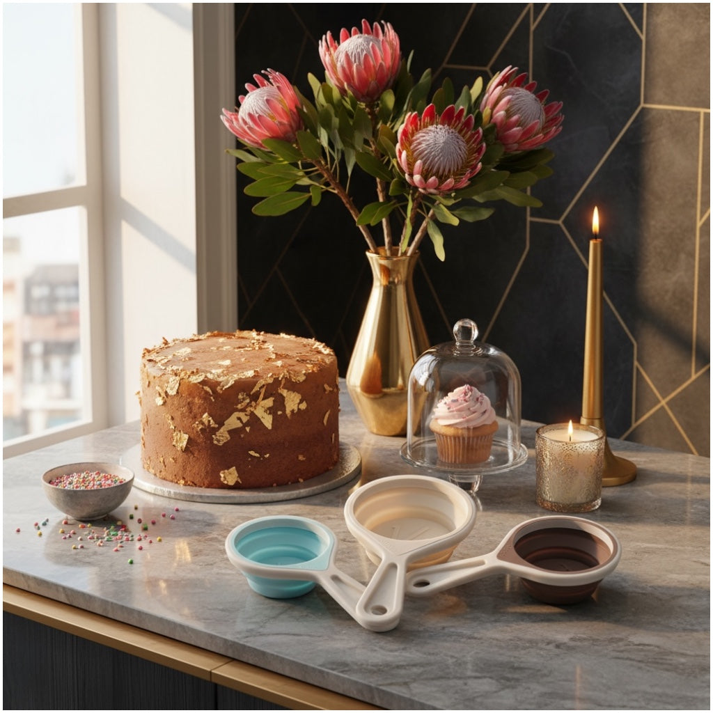 3 Piece Collapsible Silicone Measuring Cups Set for Baking and Cooking