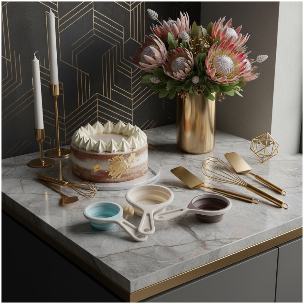 3 Piece Collapsible Silicone Measuring Cups Set for Baking and Cooking