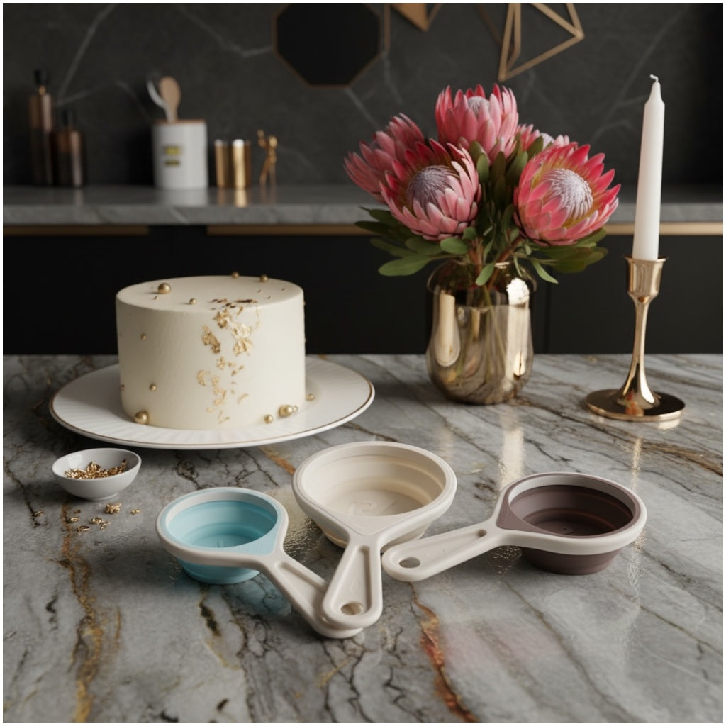 3 Piece Collapsible Silicone Measuring Cups Set for Baking and Cooking