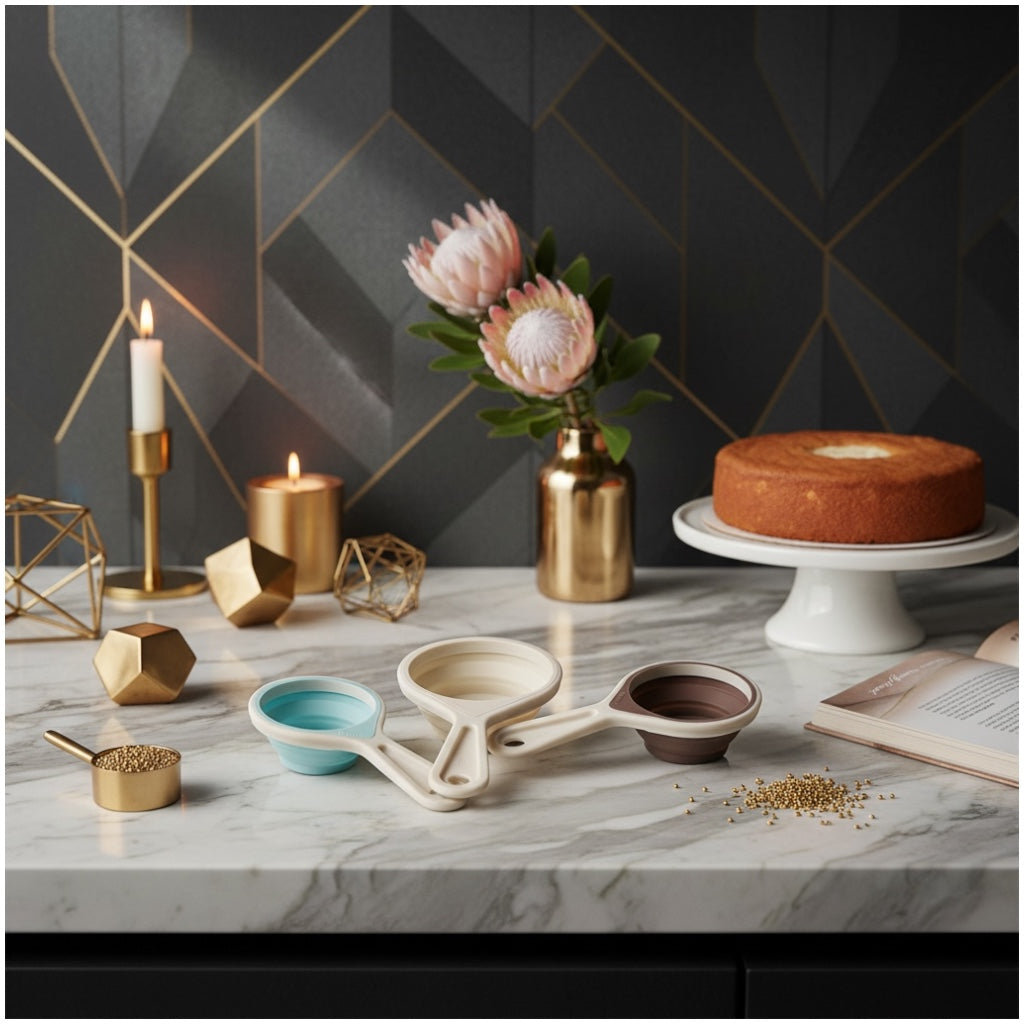 3 Piece Collapsible Silicone Measuring Cups Set for Baking and Cooking