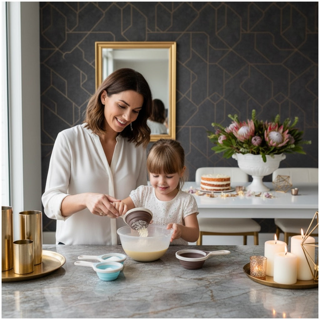 3 Piece Collapsible Silicone Measuring Cups Set for Baking and Cooking