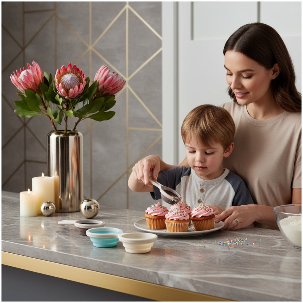 3 Piece Collapsible Silicone Measuring Cups Set for Baking and Cooking