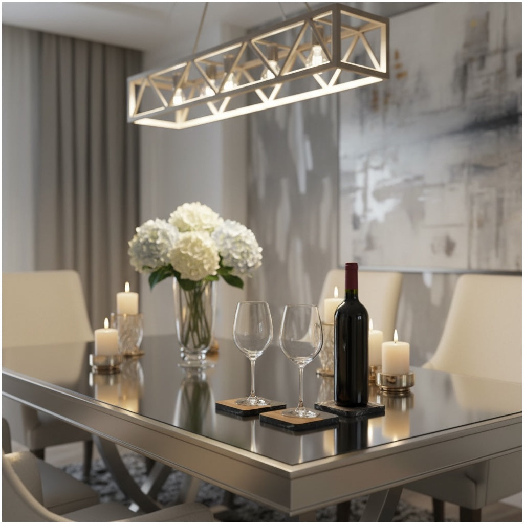 Elegant Marble and Acacia Wood Coasters - Set of 4 -Square Anti Slip Design