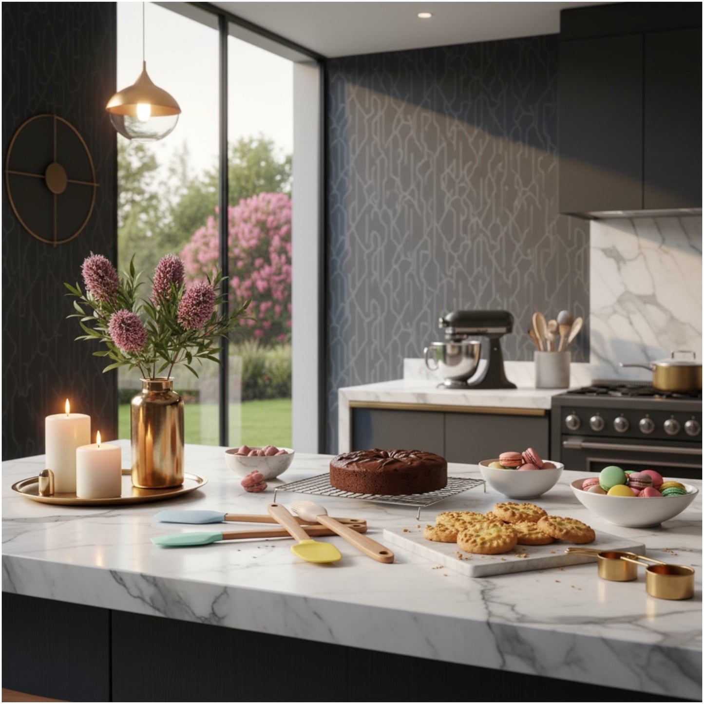 5-Piece Mini Silicone Baking Spatula Set with Bamboo Handles – Pastel Colour