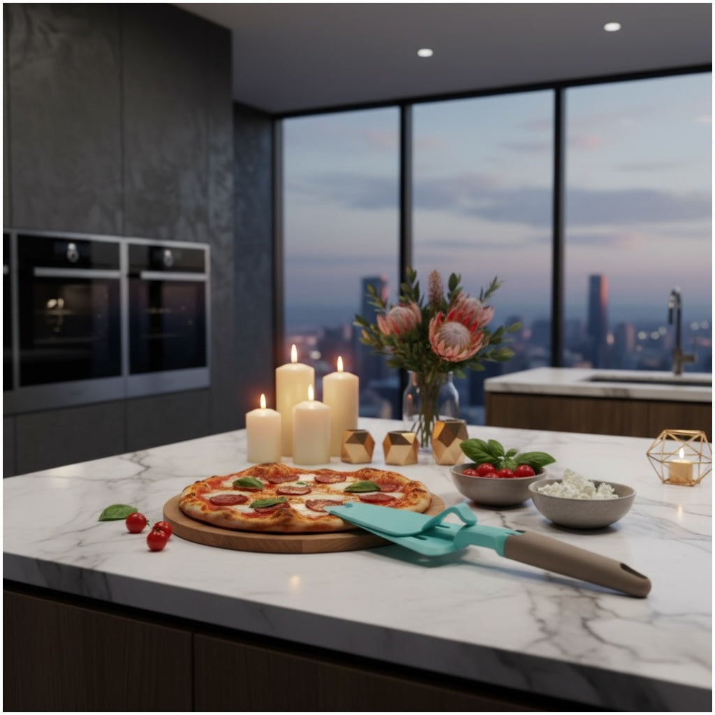 Detachable Cake and Pizza Server Spatula with Push Button Handle