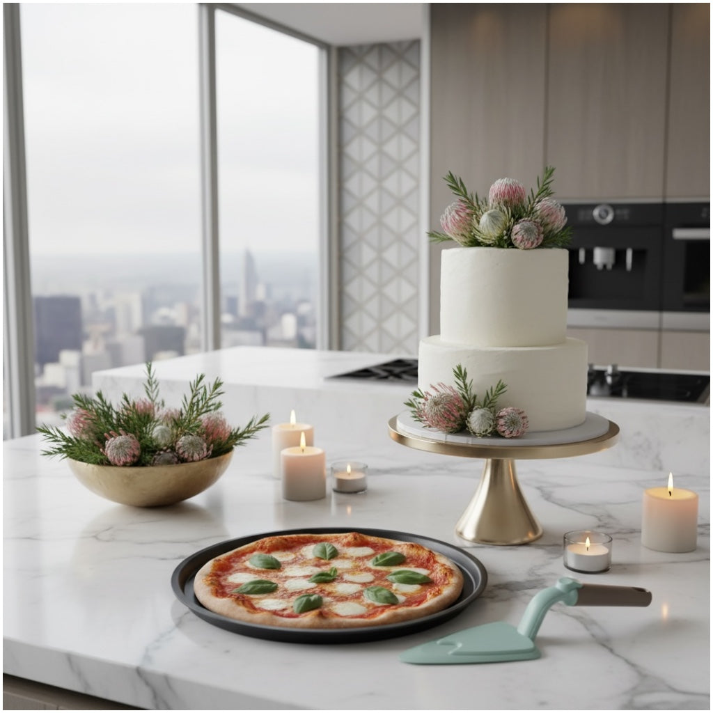 Detachable Cake and Pizza Server Spatula with Push Button Handle