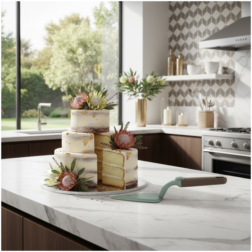 Detachable Cake and Pizza Server Spatula with Push Button Handle