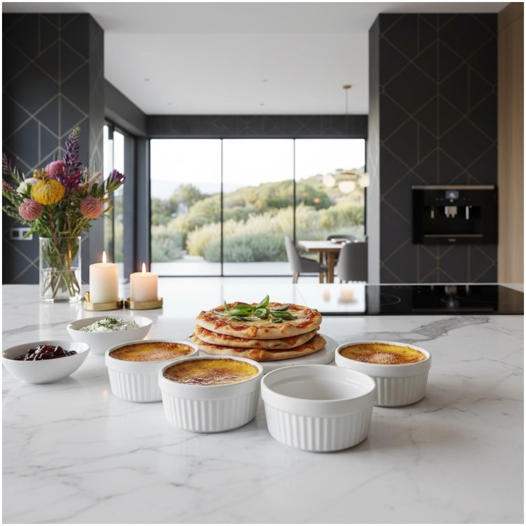 Beautiful Porcelain Dessert Ramekins Set of 4 – 160ml White Bowls