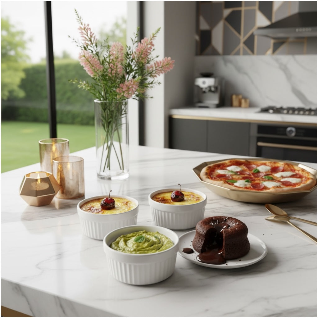 Beautiful Porcelain Dessert Ramekins Set of 4 – 160ml White Bowls