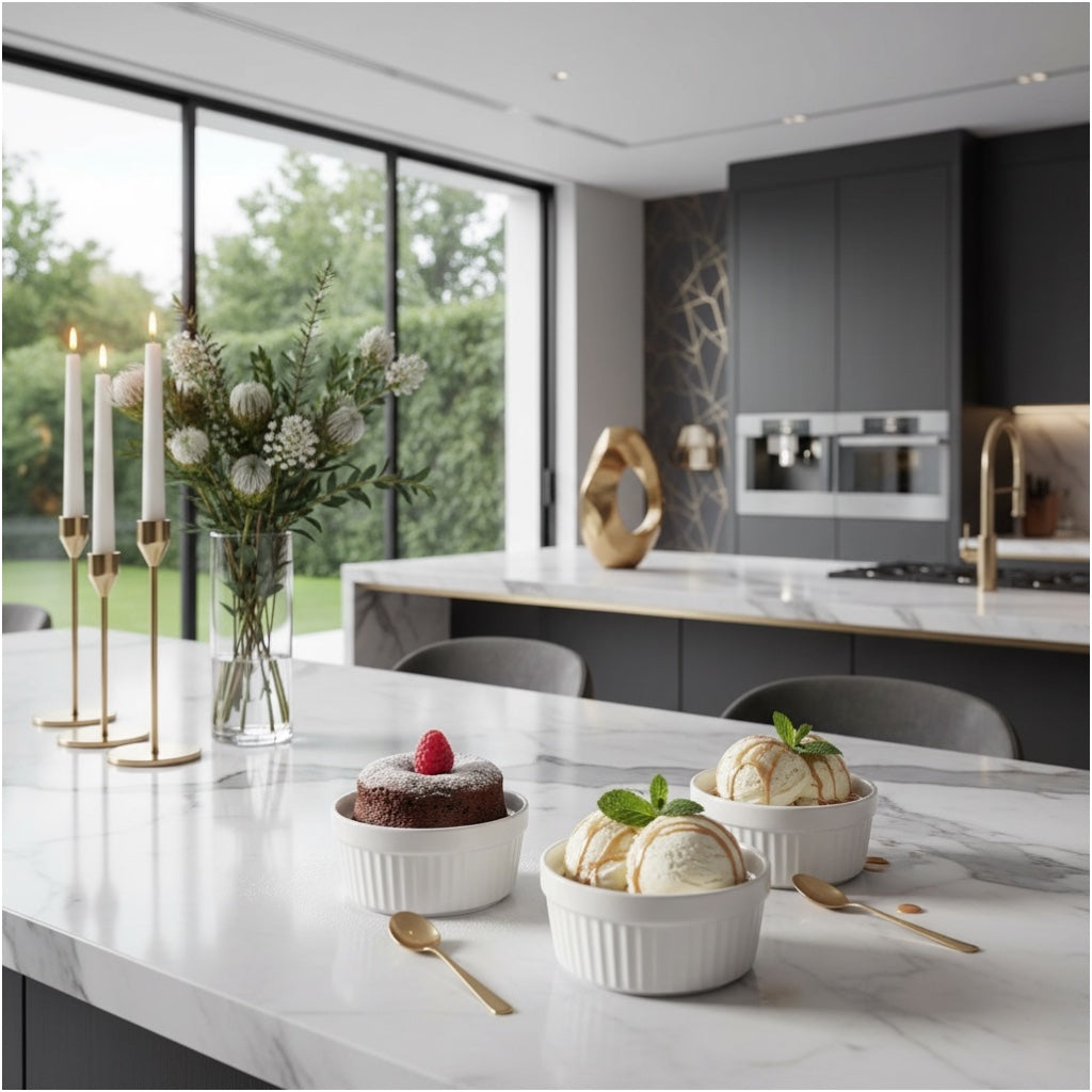 Beautiful Porcelain Dessert Ramekins Set of 4 – 160ml White Bowls