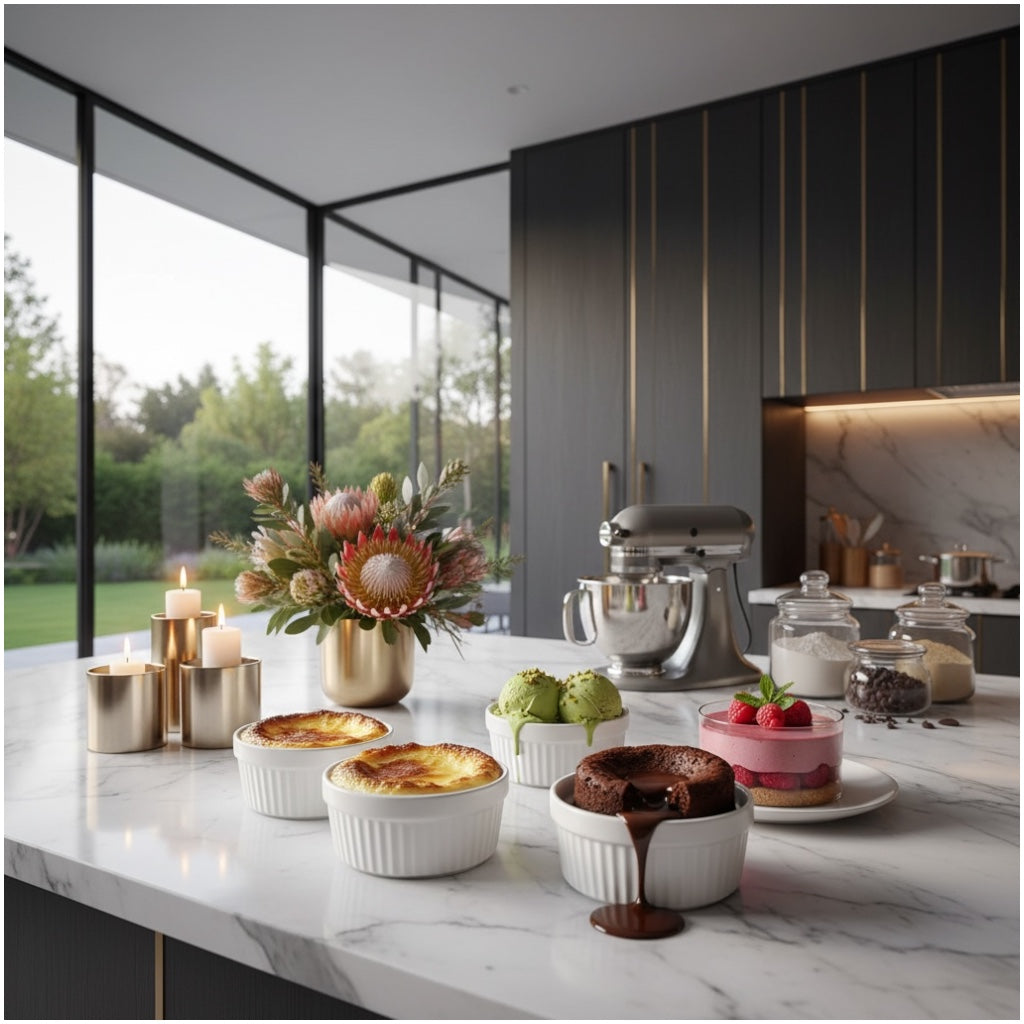 Beautiful Porcelain Dessert Ramekins Set of 4 – 160ml White Bowls