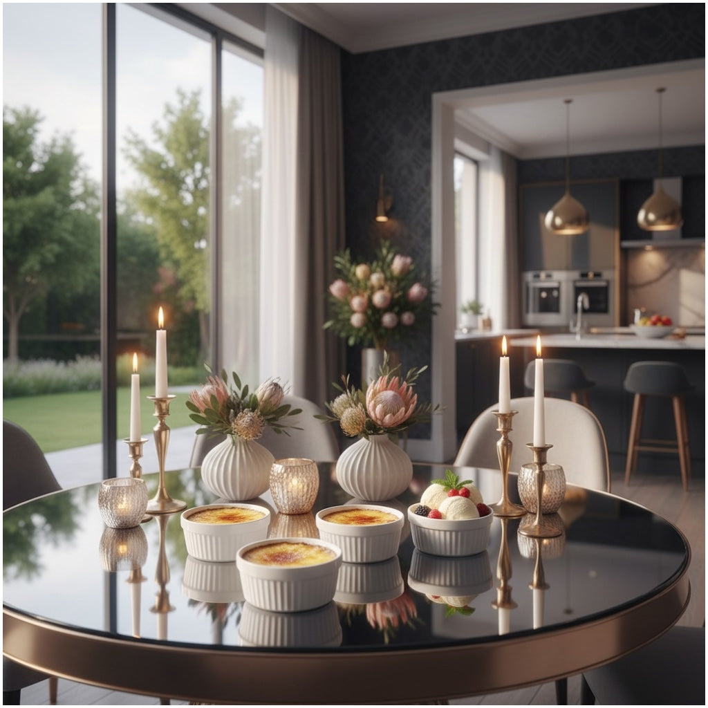 Beautiful Porcelain Dessert Ramekins Set of 4 – 160ml White Bowls