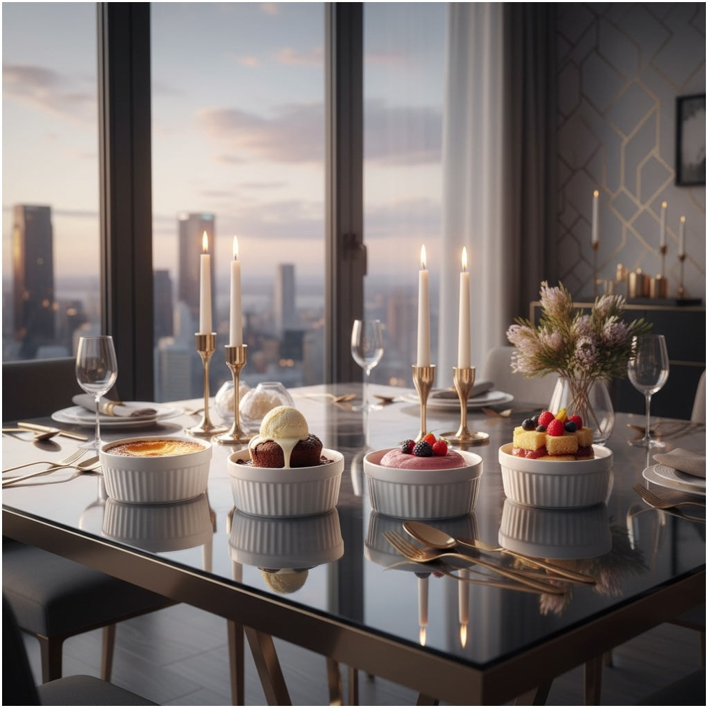 Beautiful Porcelain Dessert Ramekins Set of 4 – 160ml White Bowls