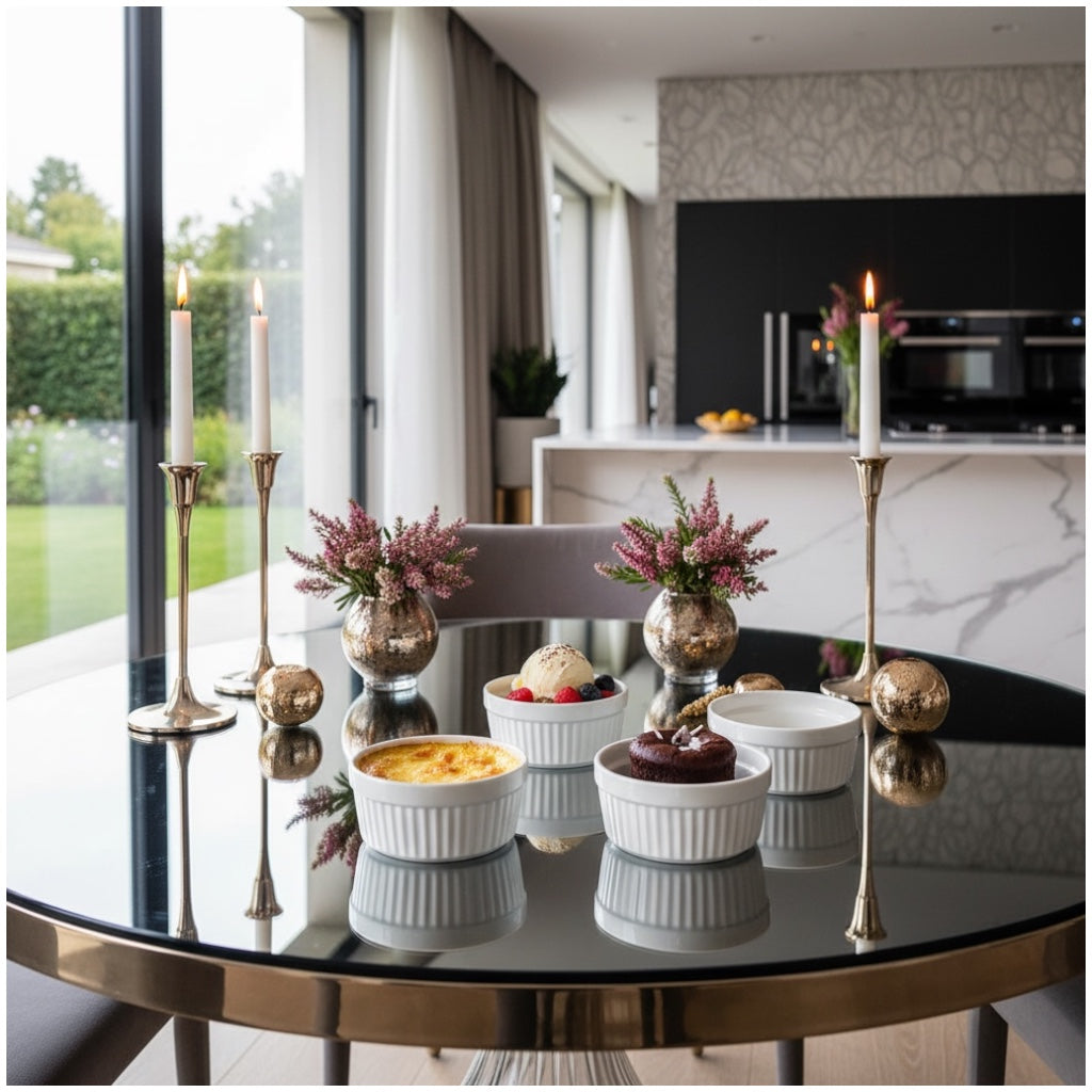 Beautiful Porcelain Dessert Ramekins Set of 4 – 160ml White Bowls