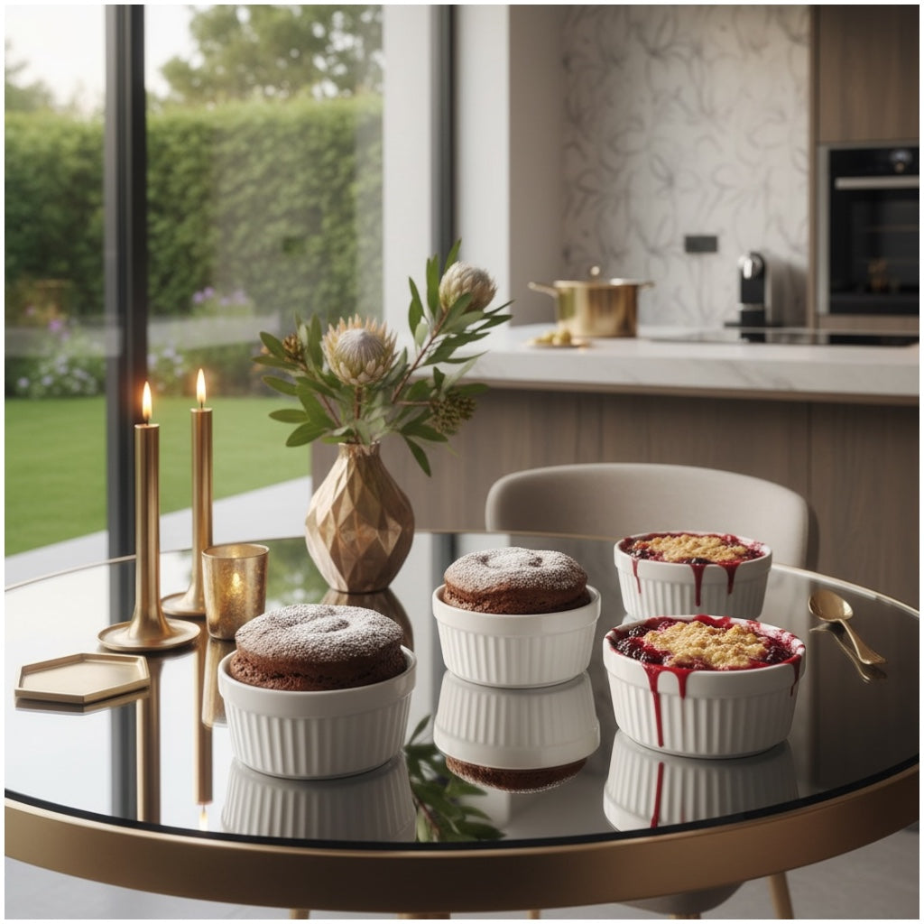 Beautiful Porcelain Dessert Ramekins Set of 4 – 160ml White Bowls