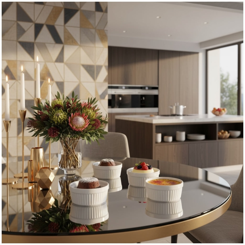 Beautiful Porcelain Dessert Ramekins Set of 4 – 160ml White Bowls