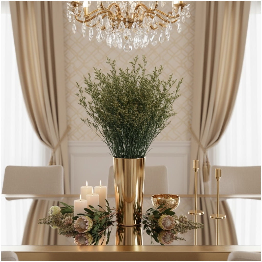 Real Preserved Elegant Caspia Stems -Dried Natural Floral Decor 70cm
