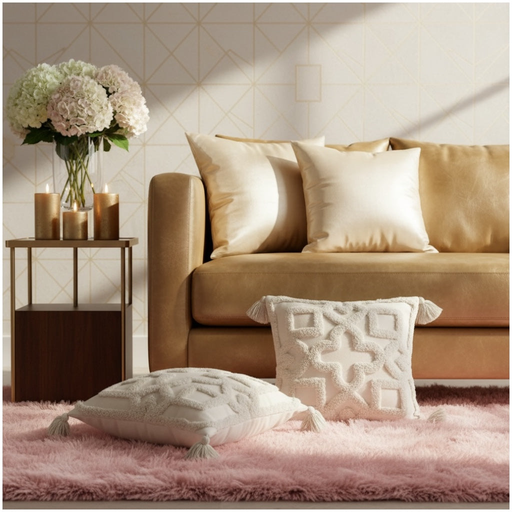 Elegant Tufted Cushion Covers - Set of 2 - Tassels Textured Decor 45x45cm